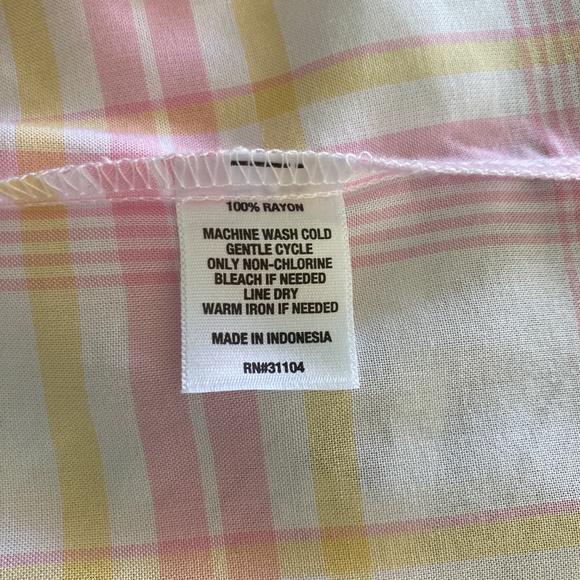 Womens size medium Chaps NWT pink & yellow plaid button front dress with pockets - Picture 13 of 13